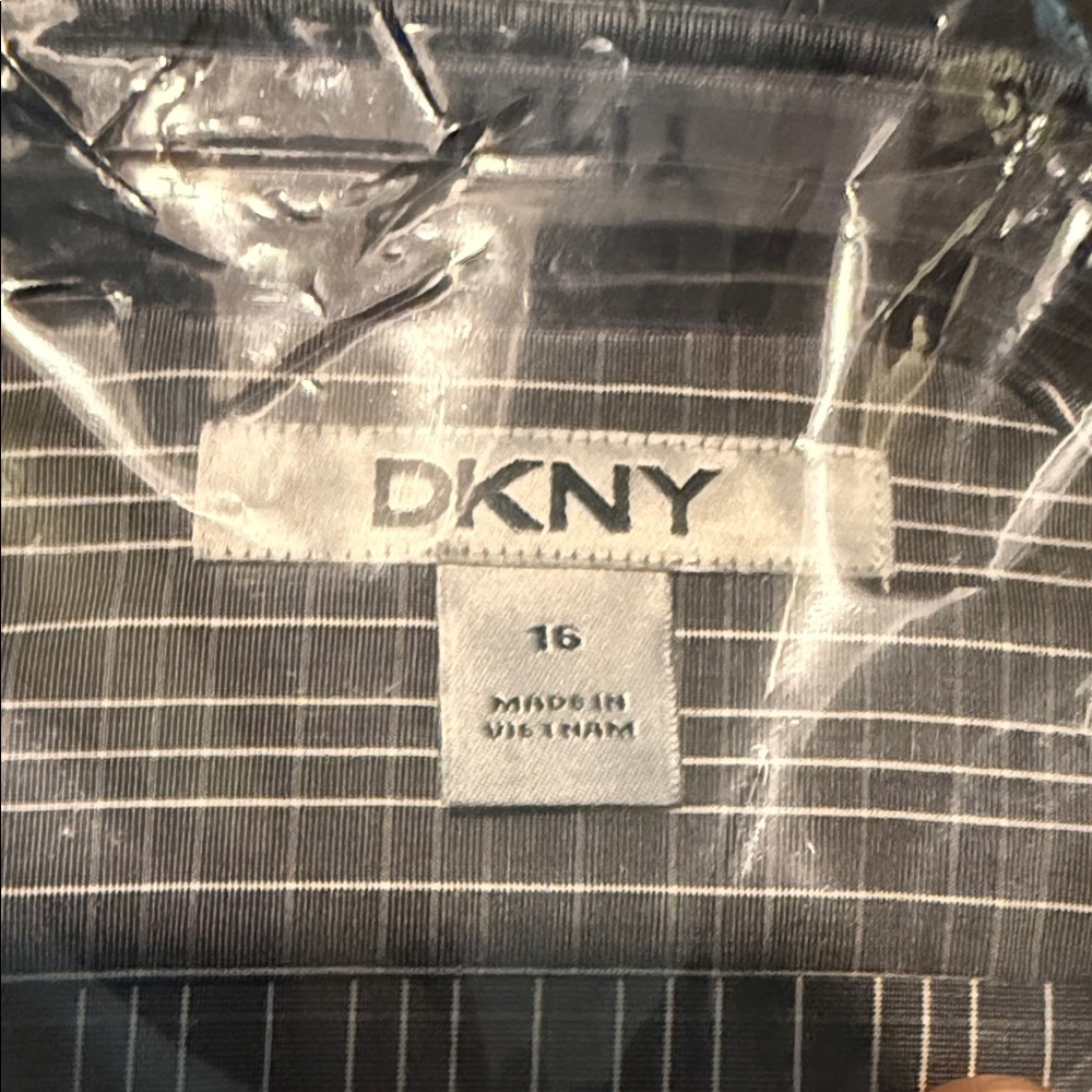 DKNY Charcoal and White Checkered Shirt